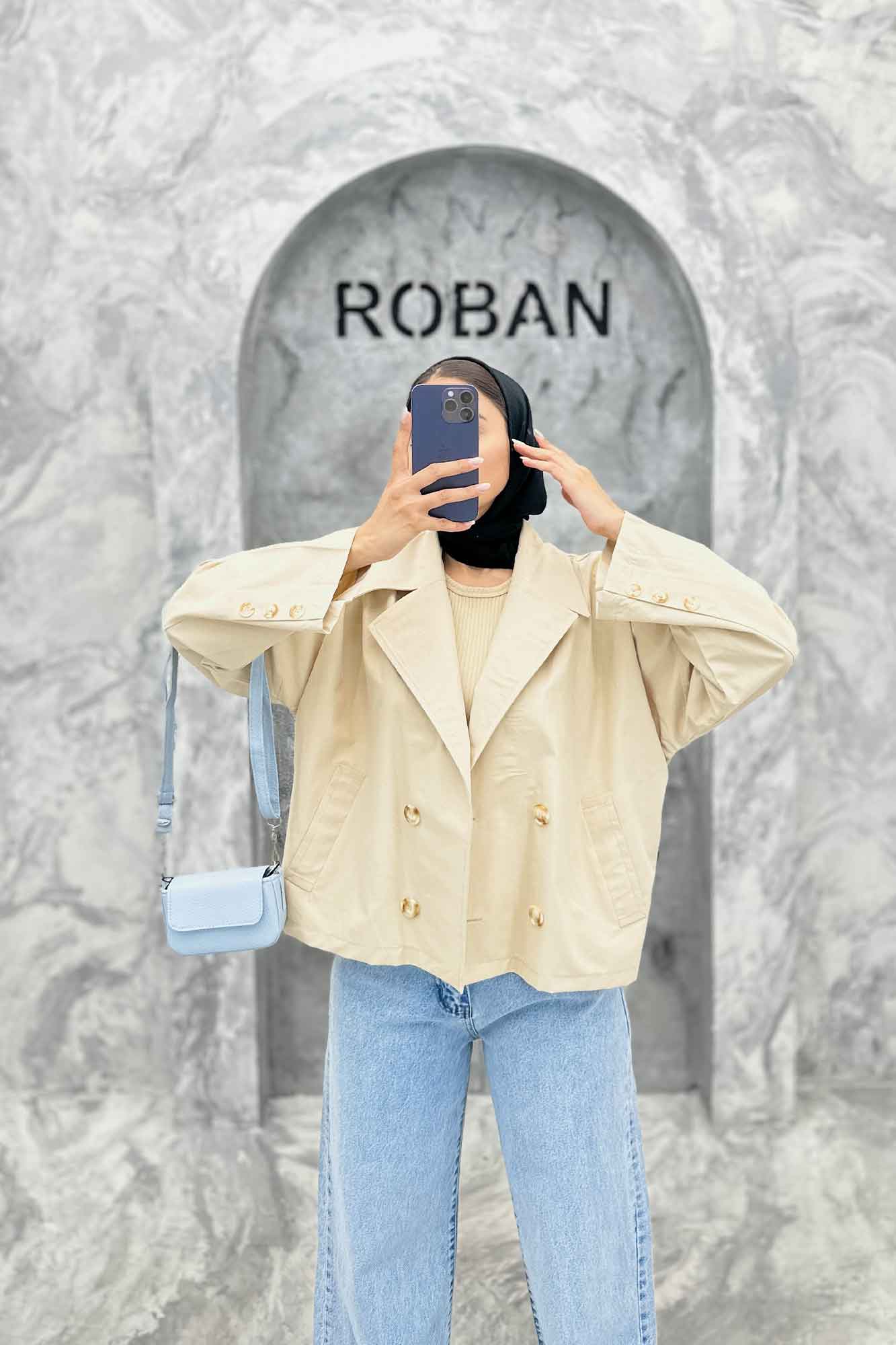 کت کراپ سر آستین دکمه کتان زارا SERLA