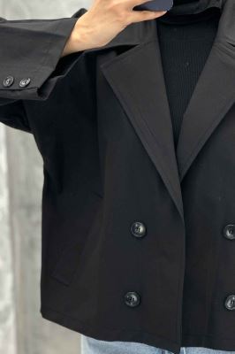 کت کراپ سر آستین دکمه کتان زارا SERLA