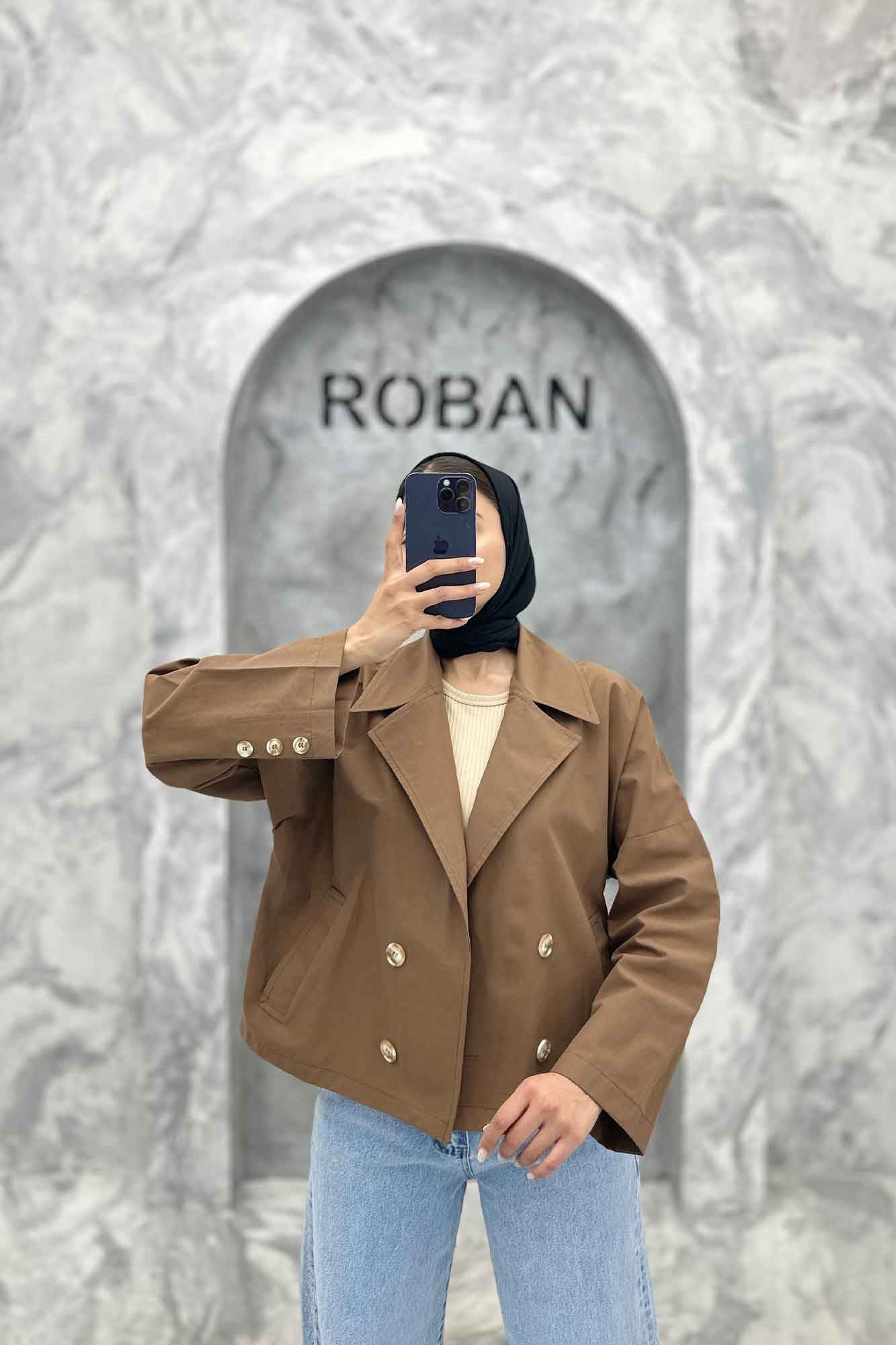 کت کراپ سر آستین دکمه کتان زارا SERLA