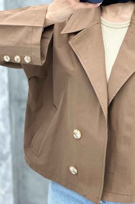 کت کراپ سر آستین دکمه کتان زارا SERLA