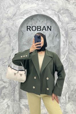 کت کراپ سر آستین دکمه کتان زارا SERLA