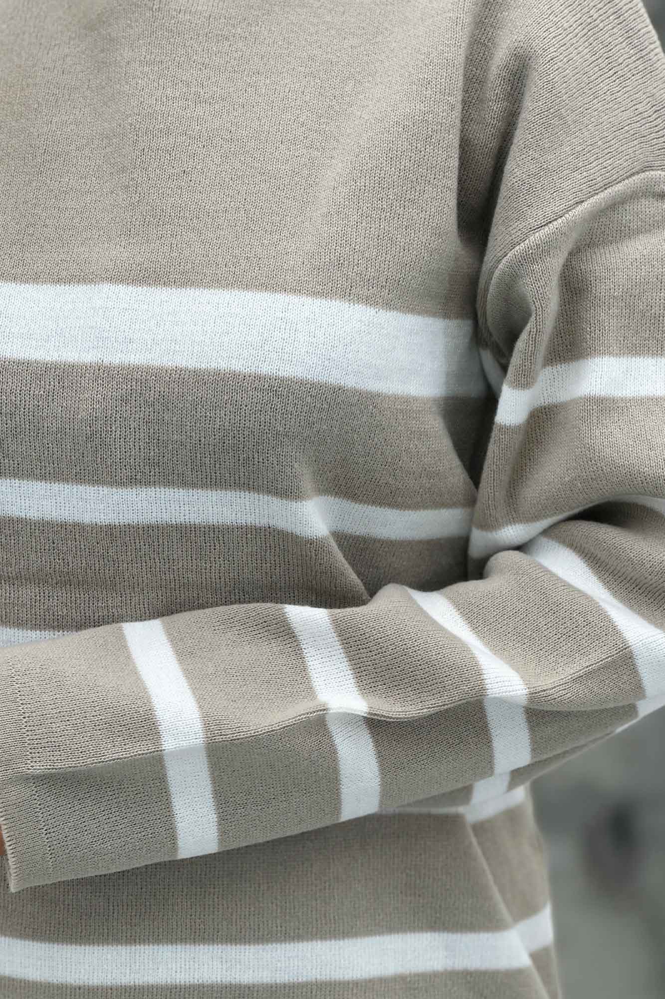 ست دورس و شلوار یقه گرد راه راه بافت