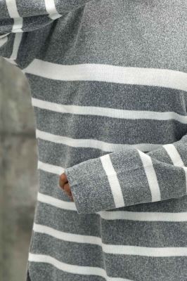 ست دورس و شلوار یقه گرد راه راه بافت