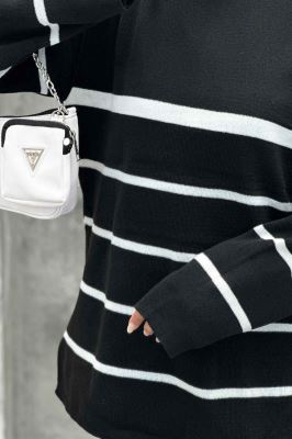 ست دورس و شلوار یقه گرد راه راه بافت