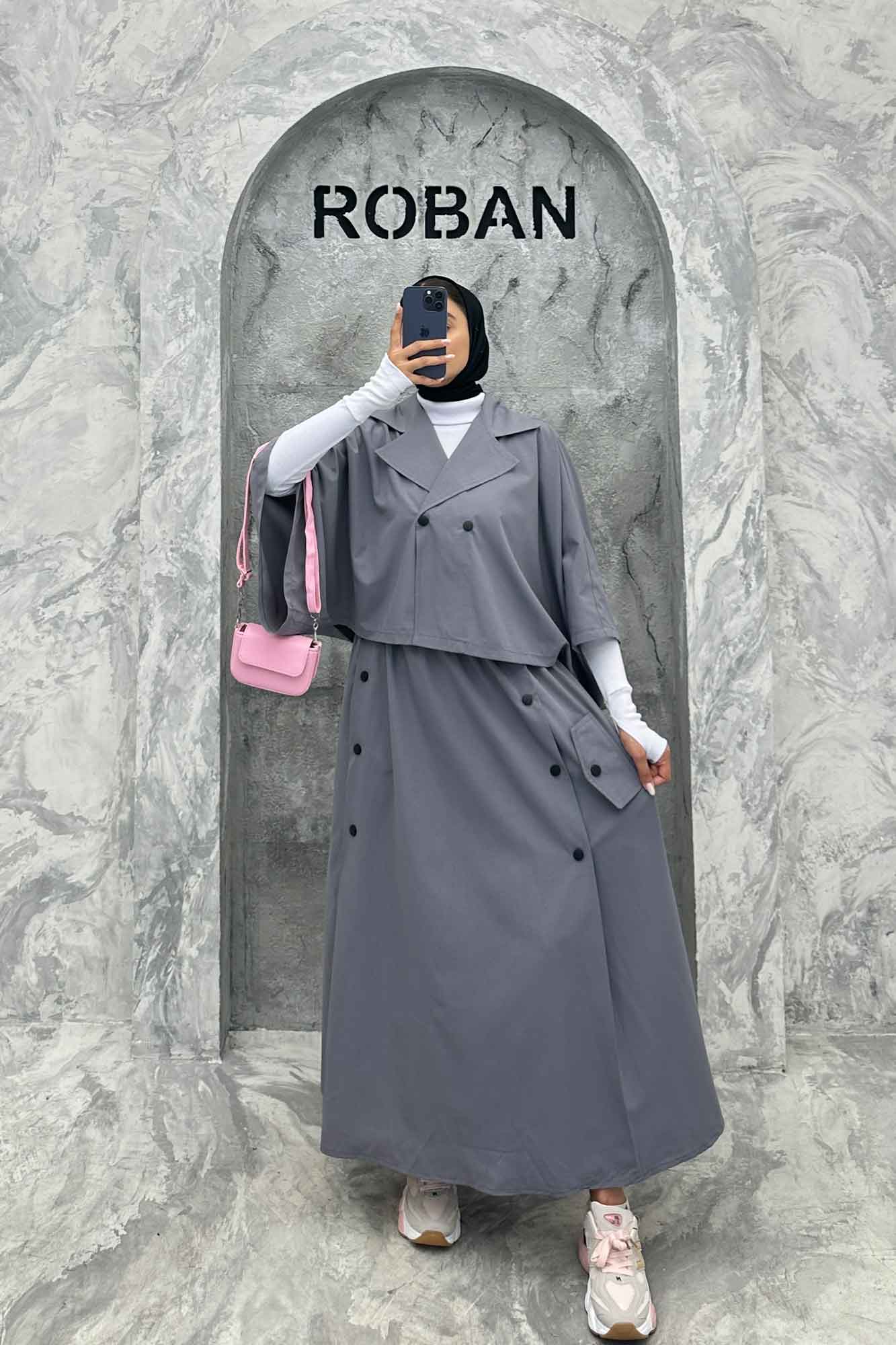 ست کت و دامن خفاشی دکمه زاماک داکرون