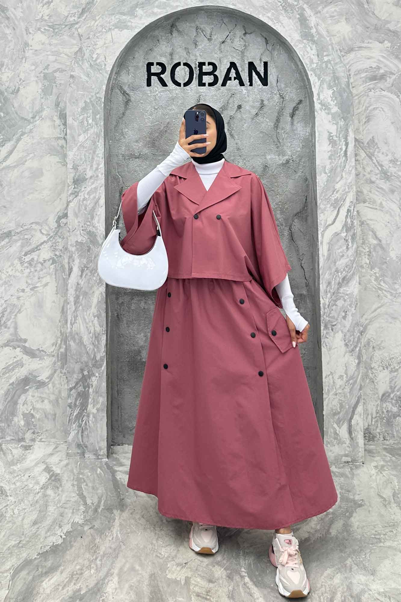 ست کت و دامن خفاشی دکمه زاماک داکرون