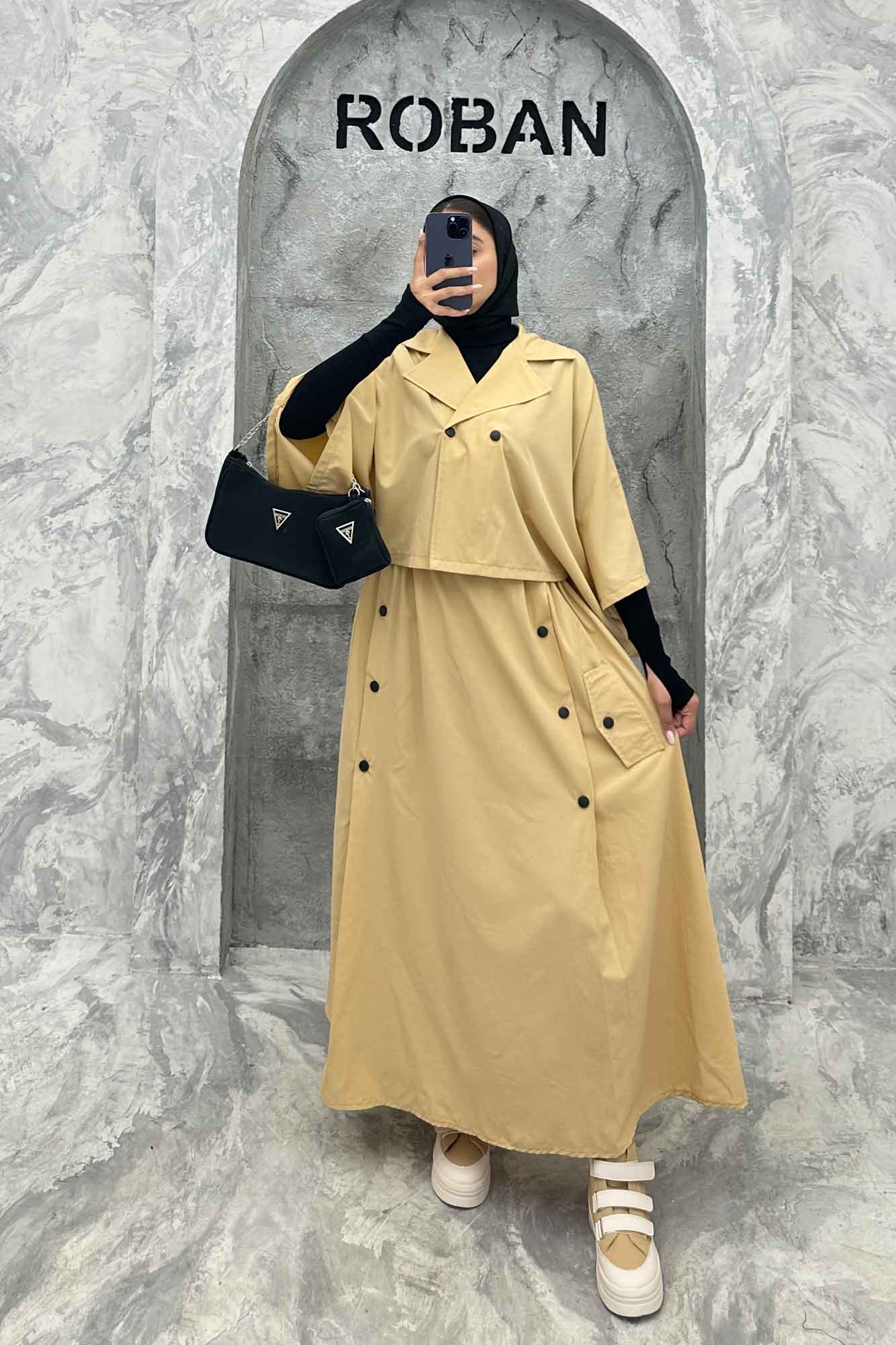 ست کت و دامن خفاشی دکمه زاماک داکرون