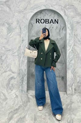 کت یقه انگلیسی آستین سگک پرادا