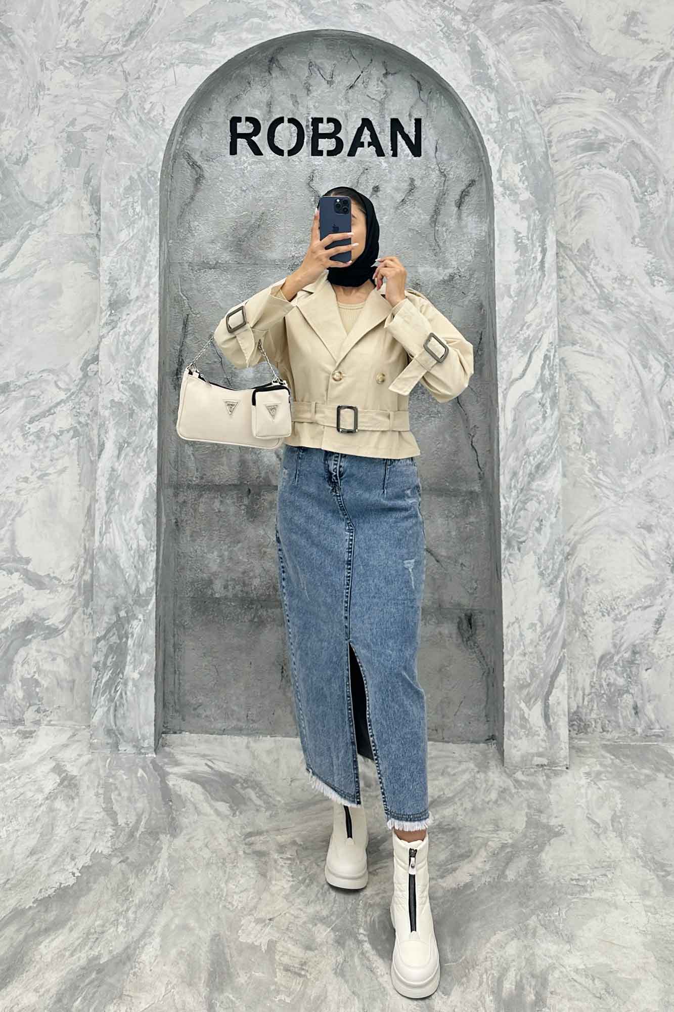 کت آستین سگک کمربنددار کتان زارا FICO