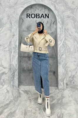 کت آستین سگک کمربنددار کتان زارا FICO