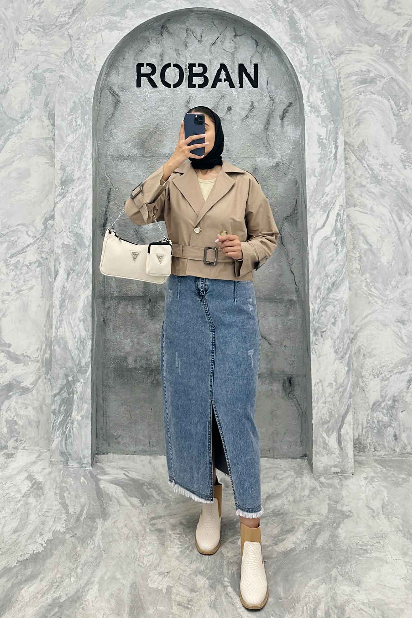 کت آستین سگک کمربنددار کتان زارا FICO