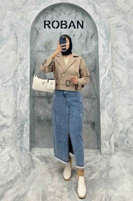 کت آستین سگک کمربنددار کتان زارا FICO