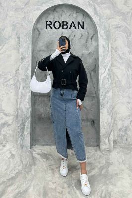 کت آستین سگک کمربنددار کتان زارا FICO