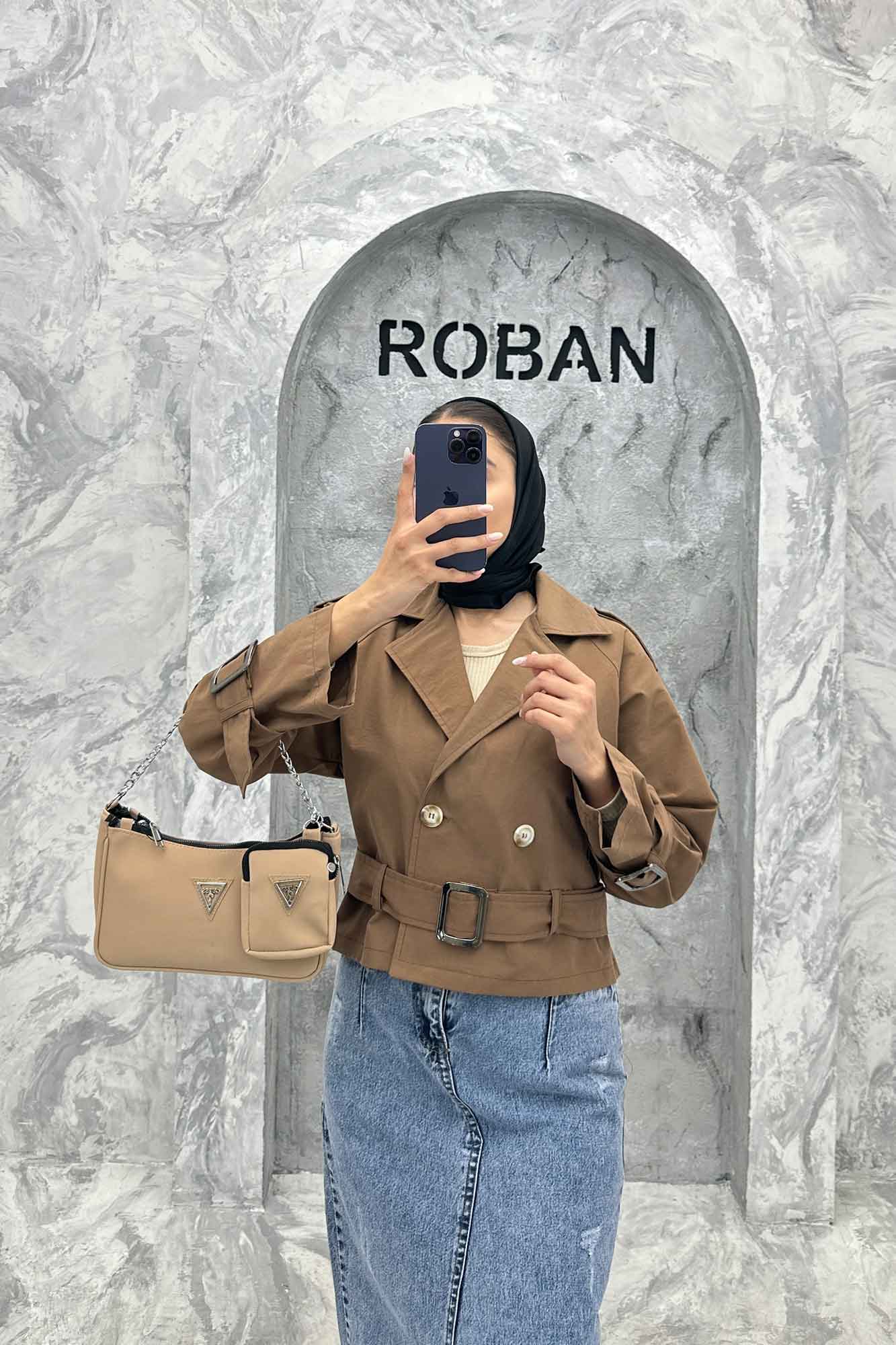 کت آستین سگک کمربنددار کتان زارا FICO