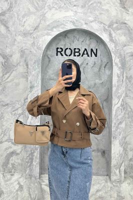 کت آستین سگک کمربنددار کتان زارا FICO