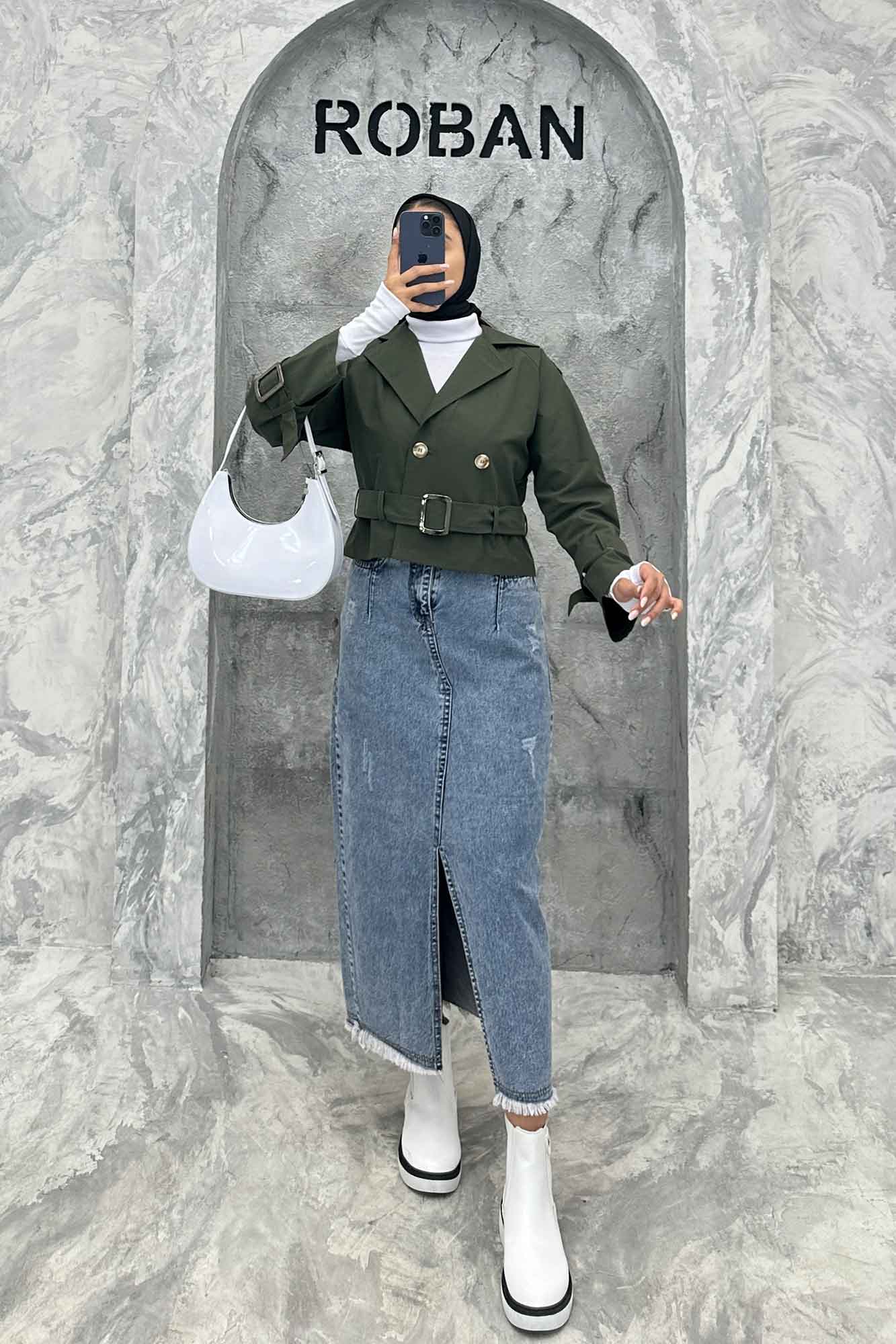 کت آستین سگک کمربنددار کتان زارا FICO