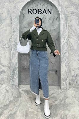 کت آستین سگک کمربنددار کتان زارا FICO