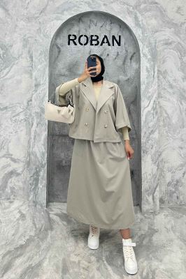 ست کت و دامن داکرون خفاشی آستین گت EDGAR