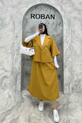 ست کت و دامن داکرون خفاشی آستین گت EDGAR