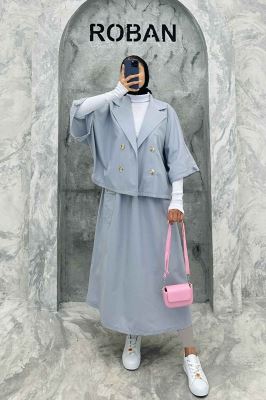 ست کت و دامن داکرون خفاشی آستین گت EDGAR