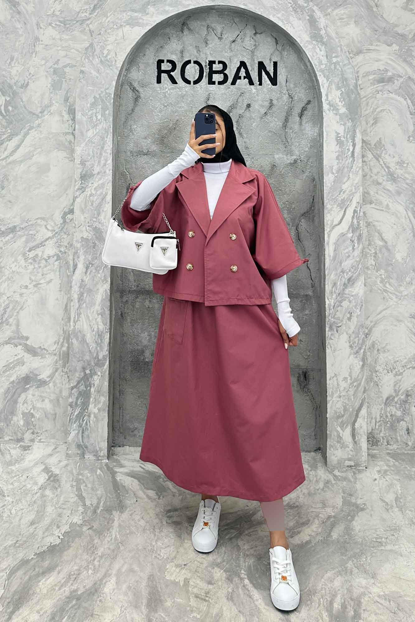 ست کت و دامن داکرون خفاشی آستین گت EDGAR