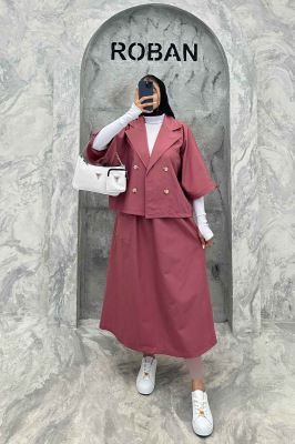 ست کت و دامن داکرون خفاشی آستین گت EDGAR