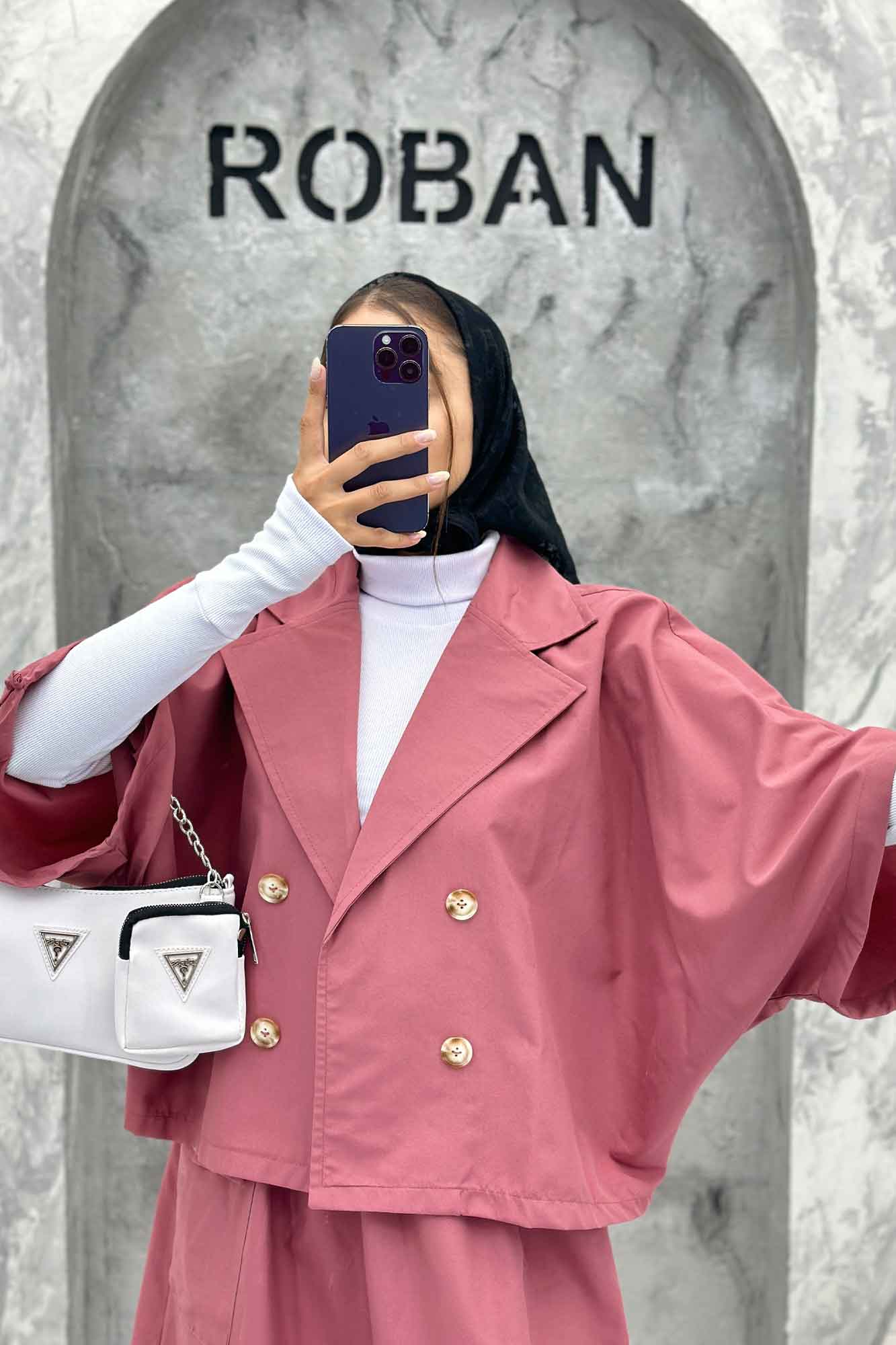 ست کت و دامن داکرون خفاشی آستین گت EDGAR