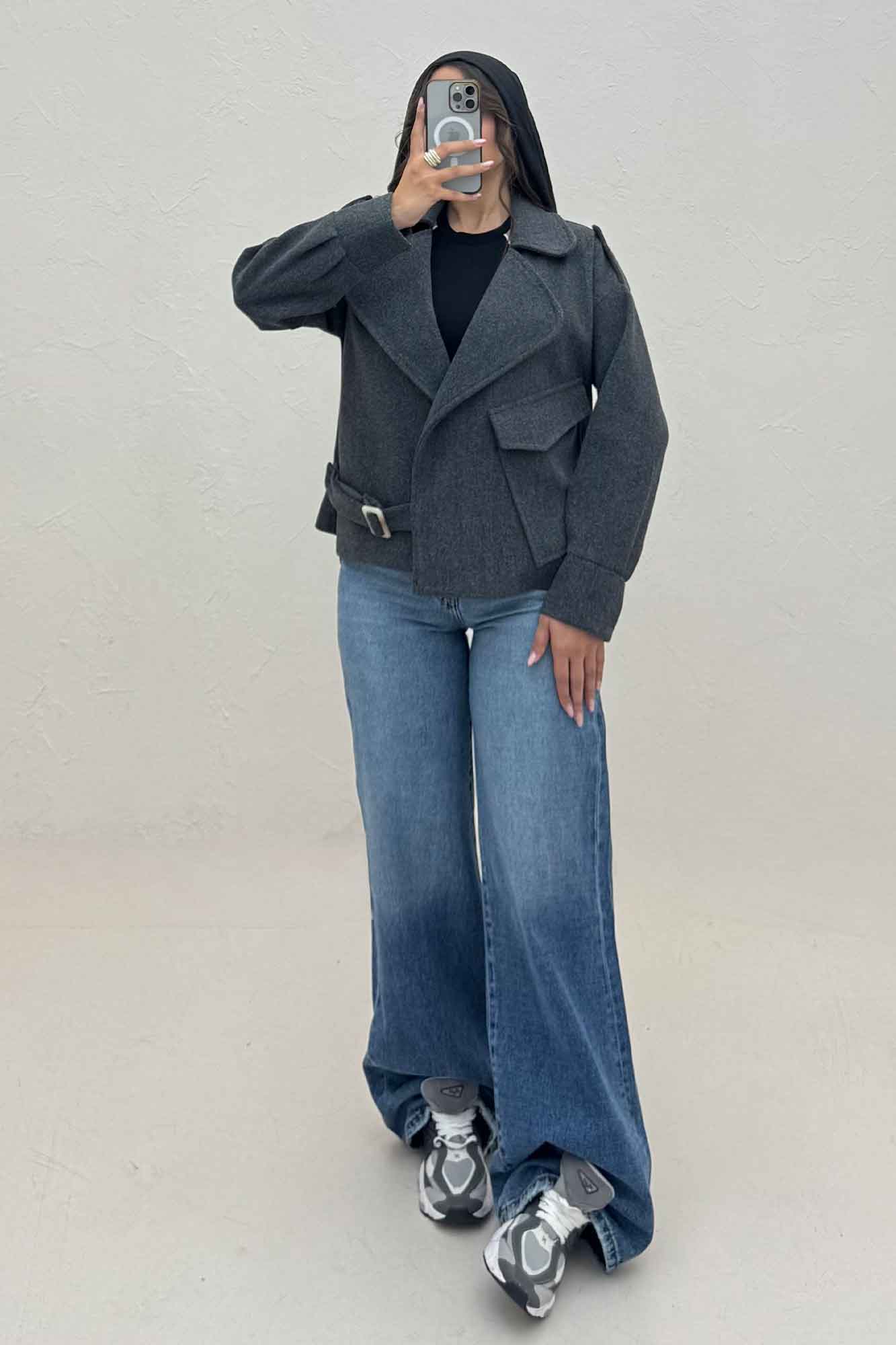 کت یقه ب ب فوتر تک جیب پاکتی (آستردار)