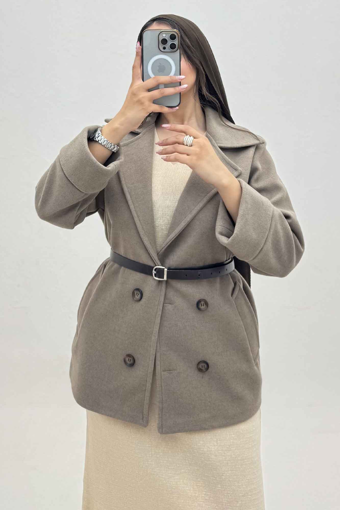 پالتو یقه انگلیسی چهار دکمه فوتر LOOK