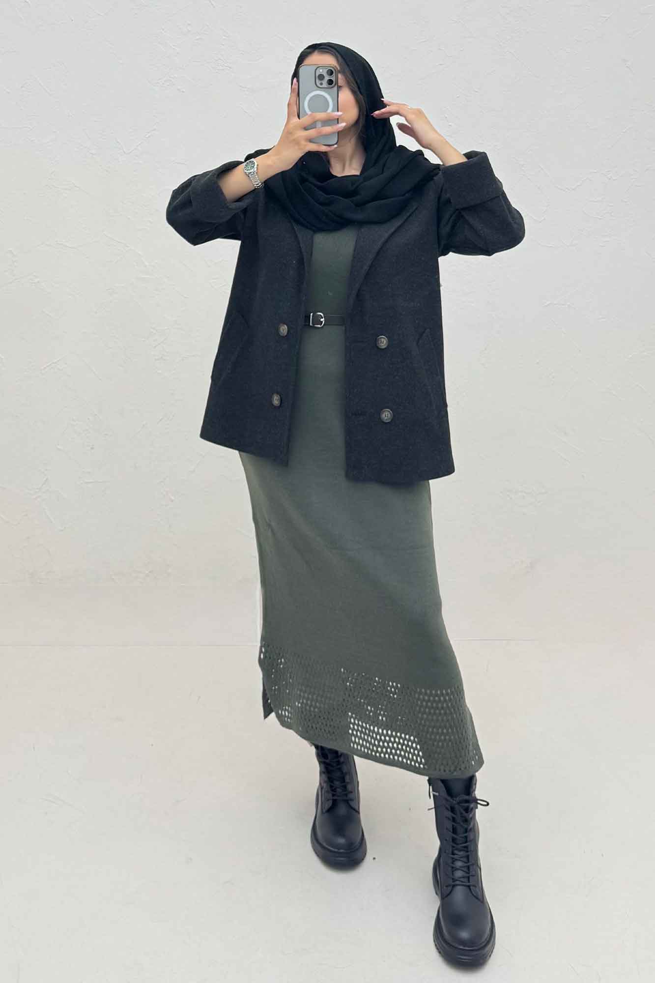 پالتو یقه انگلیسی چهار دکمه فوتر LOOK