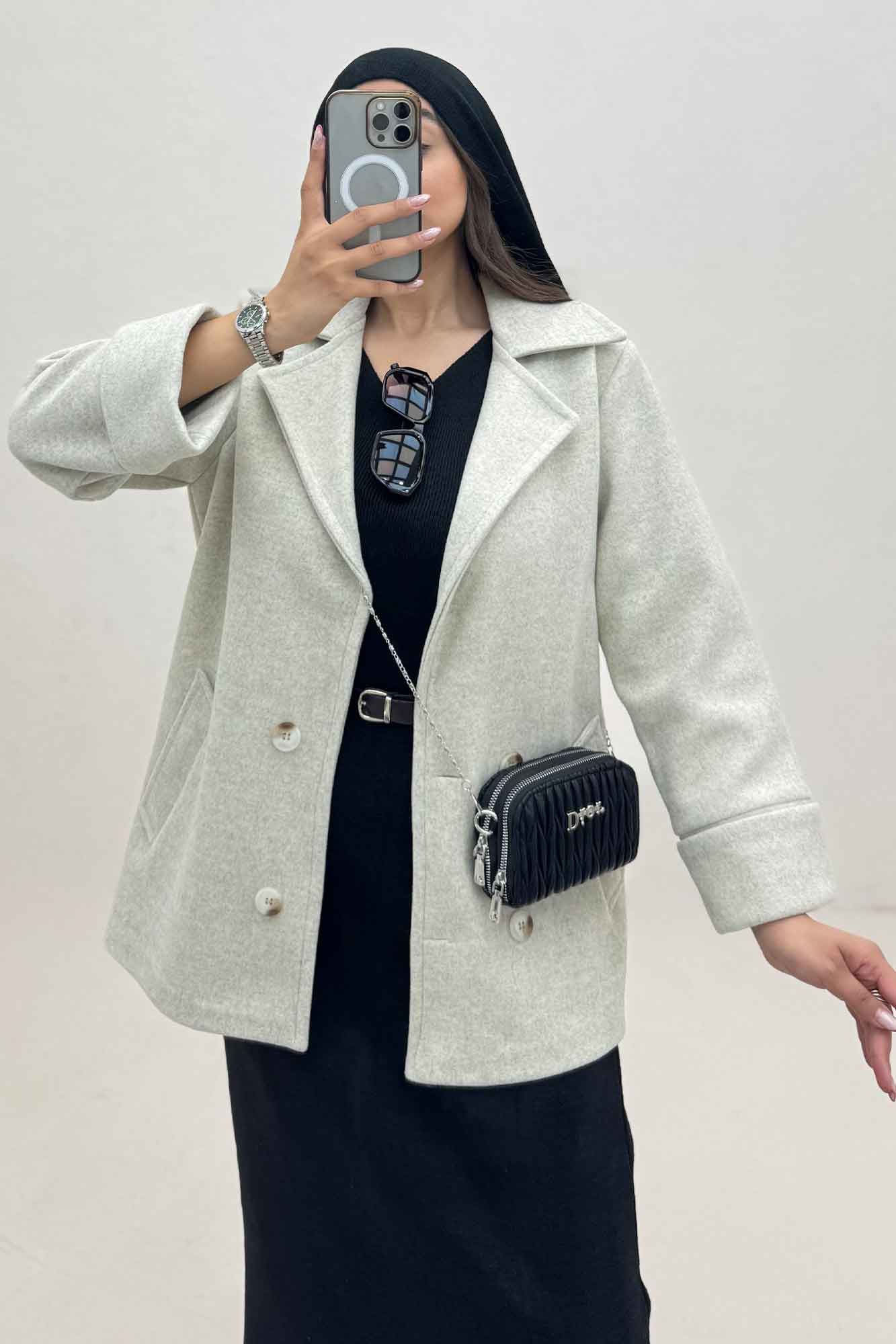 پالتو یقه انگلیسی چهار دکمه فوتر LOOK