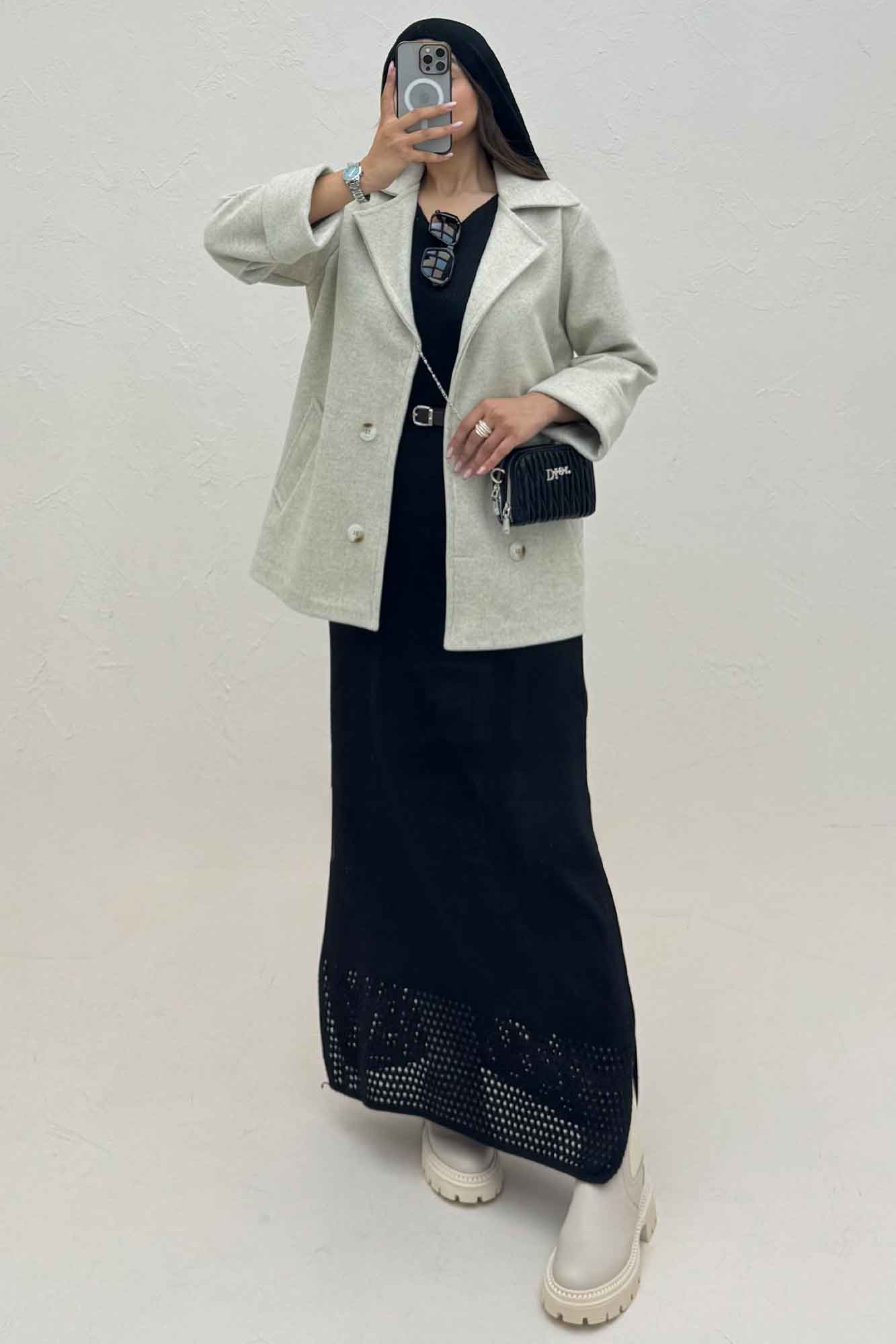 پالتو یقه انگلیسی چهار دکمه فوتر LOOK