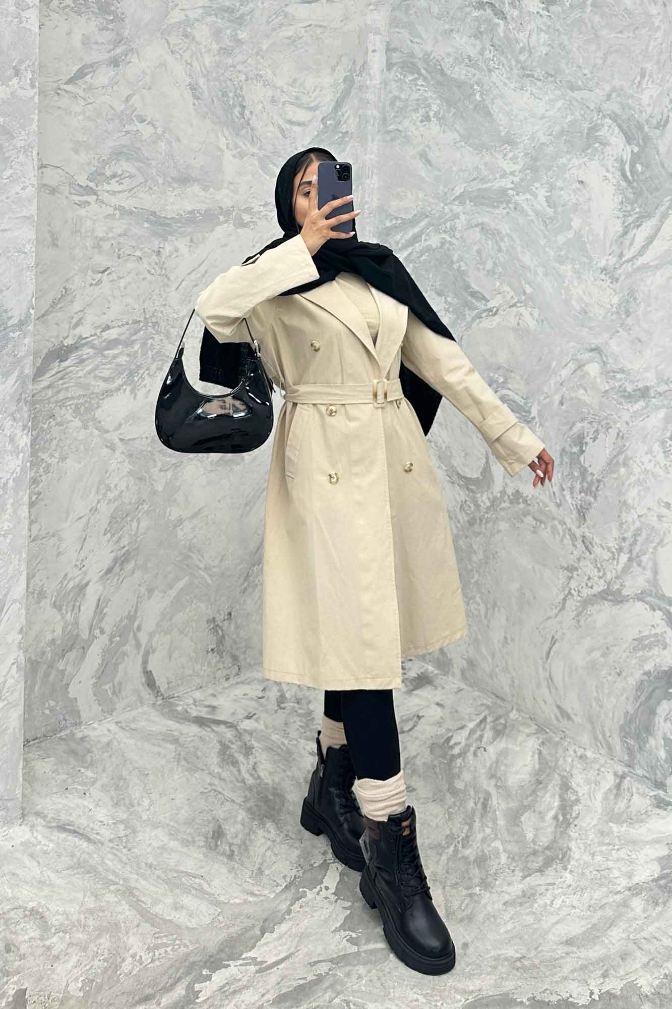 بارانی بلند پشت چاکدار کتان زارا