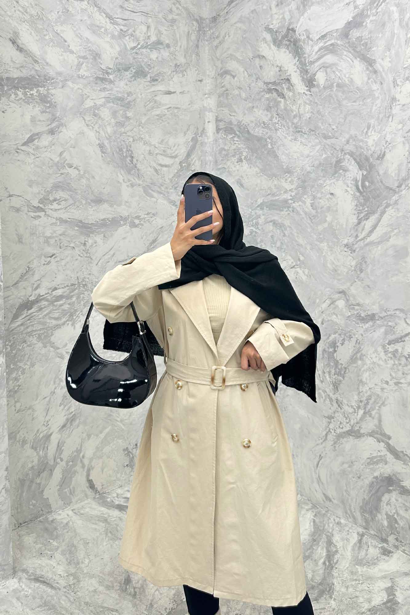 بارانی بلند پشت چاکدار کتان زارا