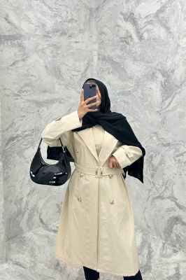 بارانی بلند پشت چاکدار کتان زارا