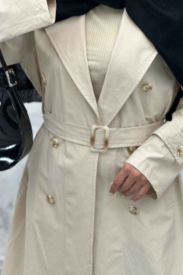 بارانی بلند پشت چاکدار کتان زارا