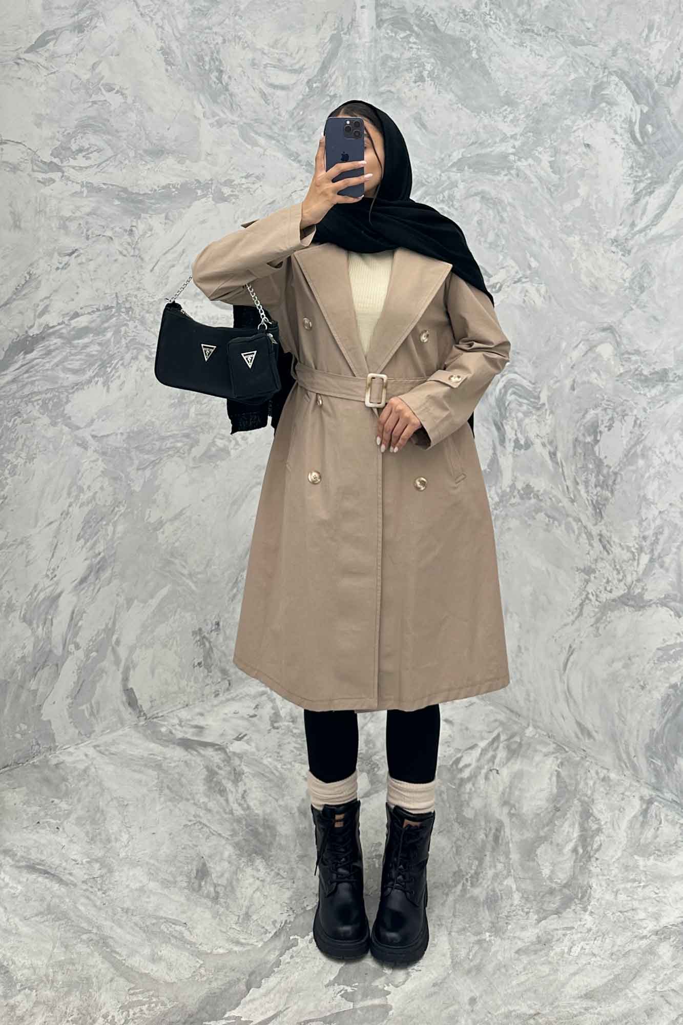 بارانی بلند پشت چاکدار کتان زارا