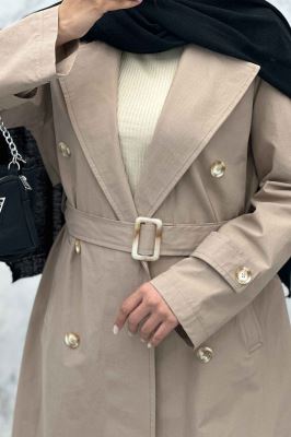 بارانی بلند پشت چاکدار کتان زارا