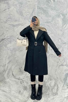 بارانی بلند پشت چاکدار کتان زارا