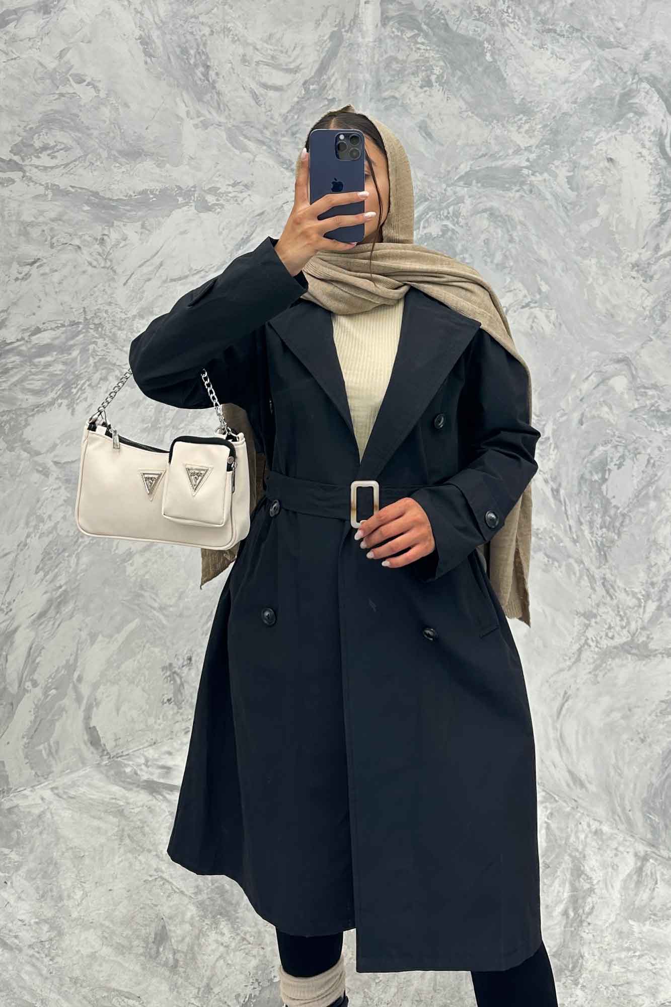 بارانی بلند پشت چاکدار کتان زارا