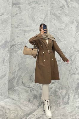 بارانی بلند پشت چاکدار کتان زارا