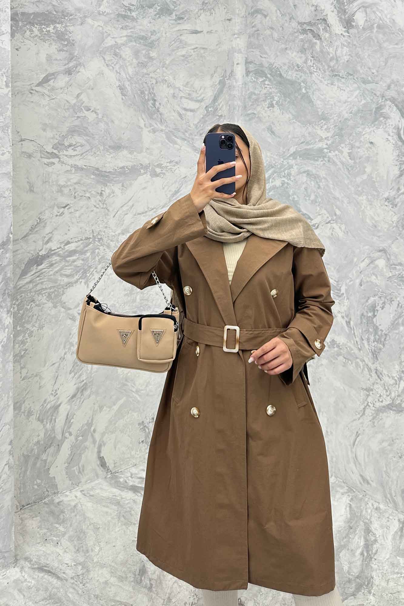 بارانی بلند پشت چاکدار کتان زارا