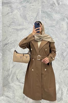 بارانی بلند پشت چاکدار کتان زارا