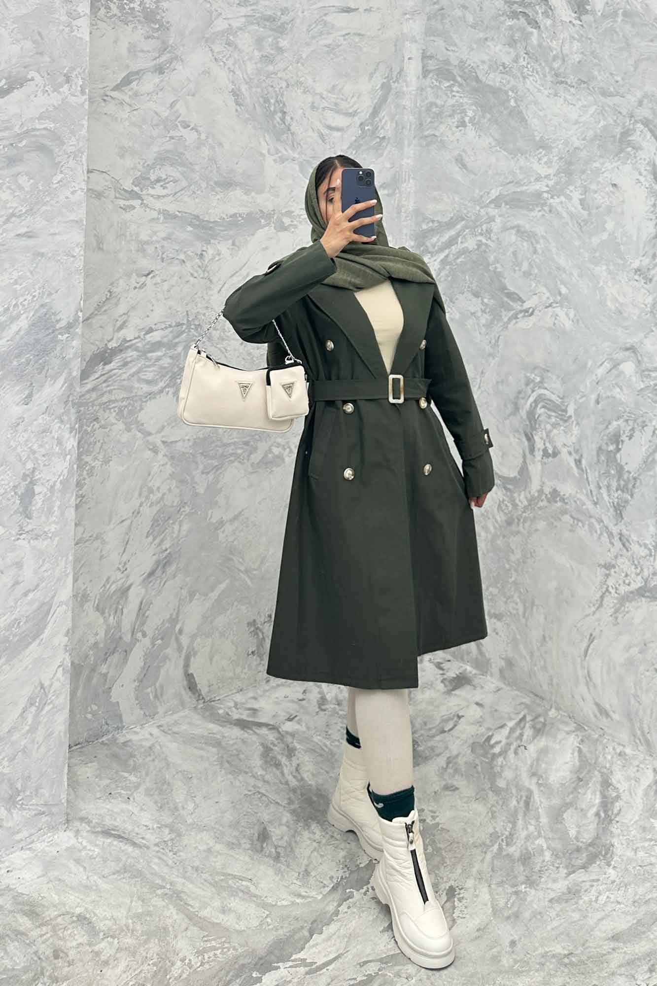 بارانی بلند پشت چاکدار کتان زارا