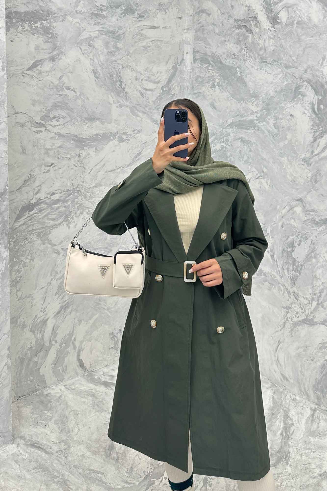 بارانی بلند پشت چاکدار کتان زارا