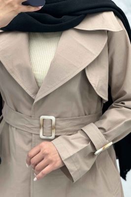 ترنچ کت کوتاه دو یقه کتان زارا