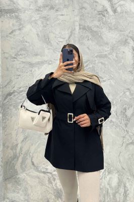 ترنچ کت کوتاه دو یقه کتان زارا