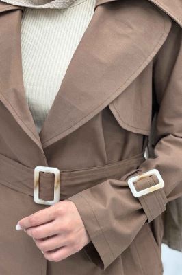 ترنچ کت کوتاه دو یقه کتان زارا