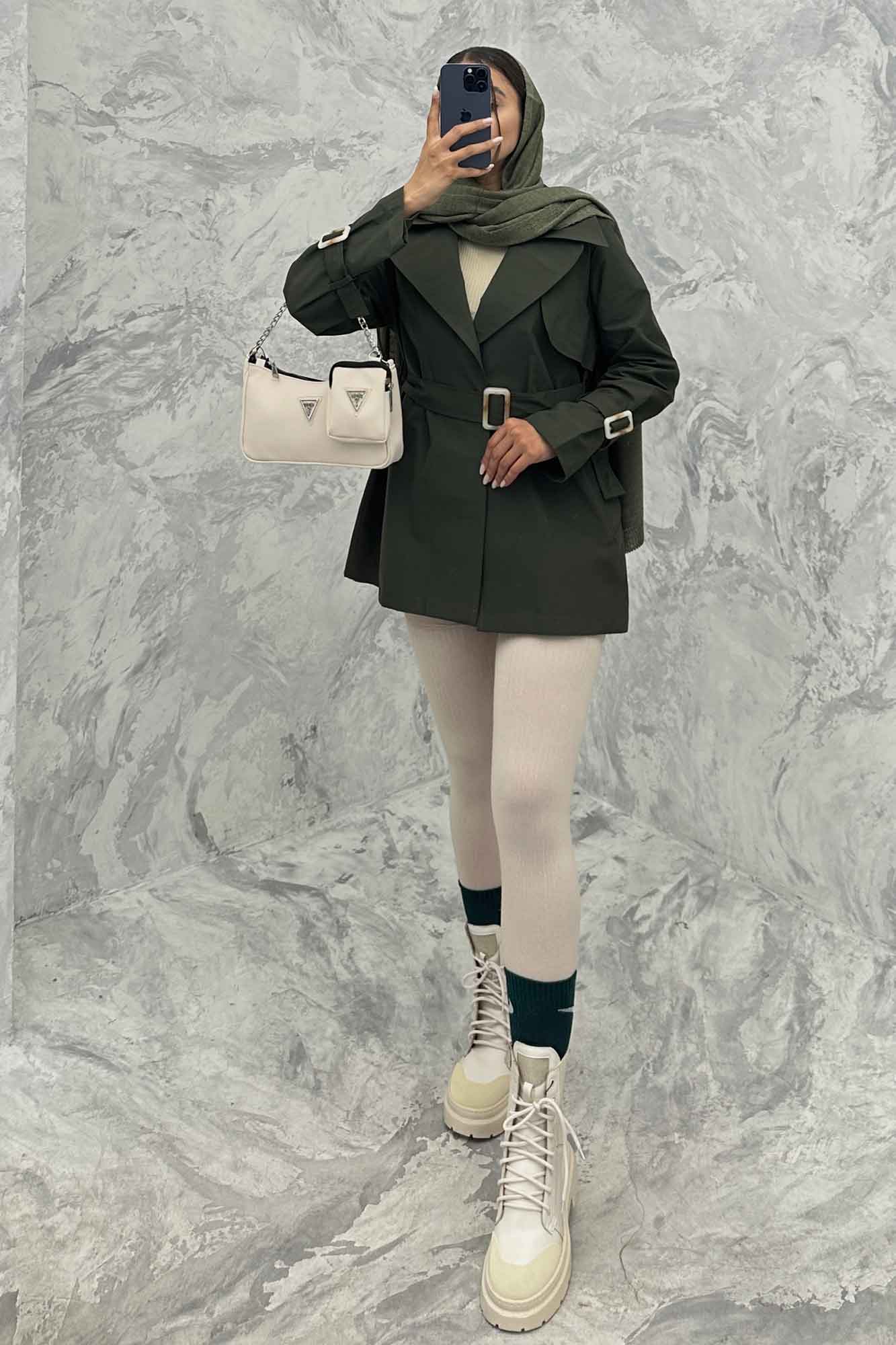 ترنچ کت کوتاه دو یقه کتان زارا