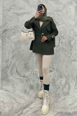 ترنچ کت کوتاه دو یقه کتان زارا